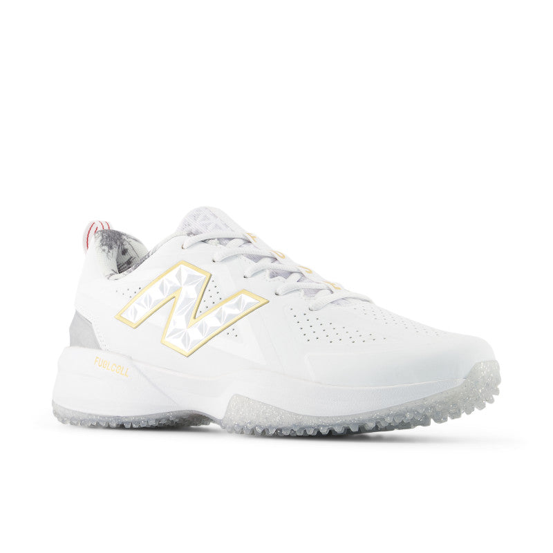 New Balance Women's FUSE v5 Turf Trainer Softball Shoes - White/Gold - STFUSEE5