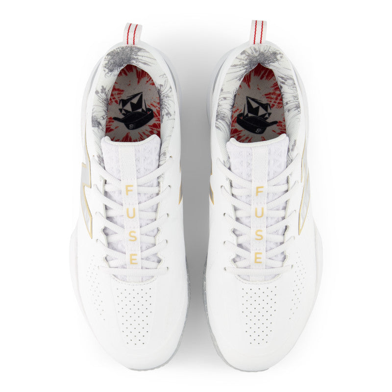 New Balance Women's FUSE v5 Turf Trainer Softball Shoes - White/Gold - STFUSEE5