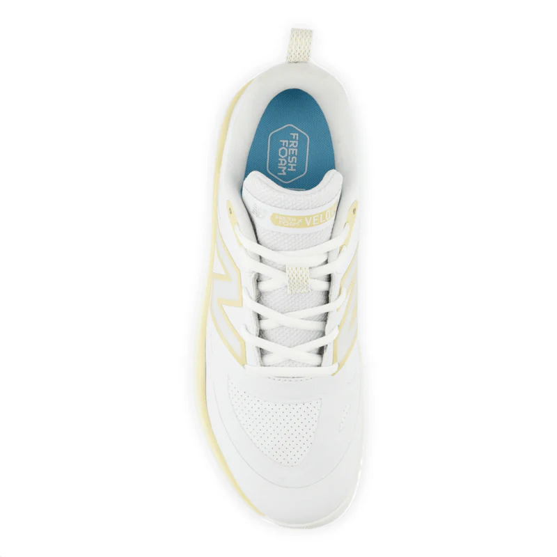 New Balance Women's Fresh Foam x Velo v4 Turf-Trainer Softball Shoes - White/Gold STVELOC4