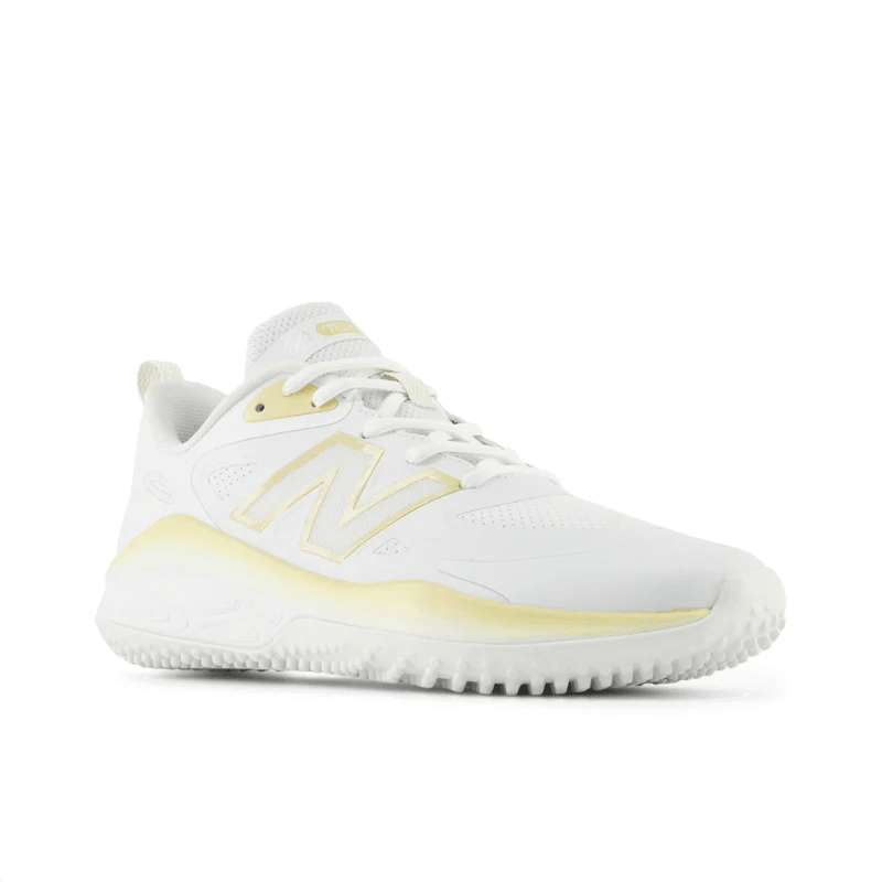 New Balance Women's Fresh Foam x Velo v4 Turf-Trainer Softball Shoes - White/Gold STVELOC4