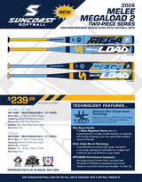 2026 Suncoast Melee Megaload 12" 2-Piece End Loaded SSUSA Senior Slowpitch Softball Bat