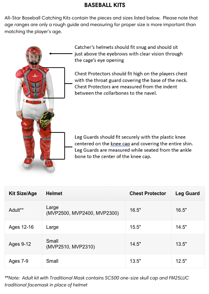 All Star MVP-PRO Series Adult Catchers Set - Solid Colors