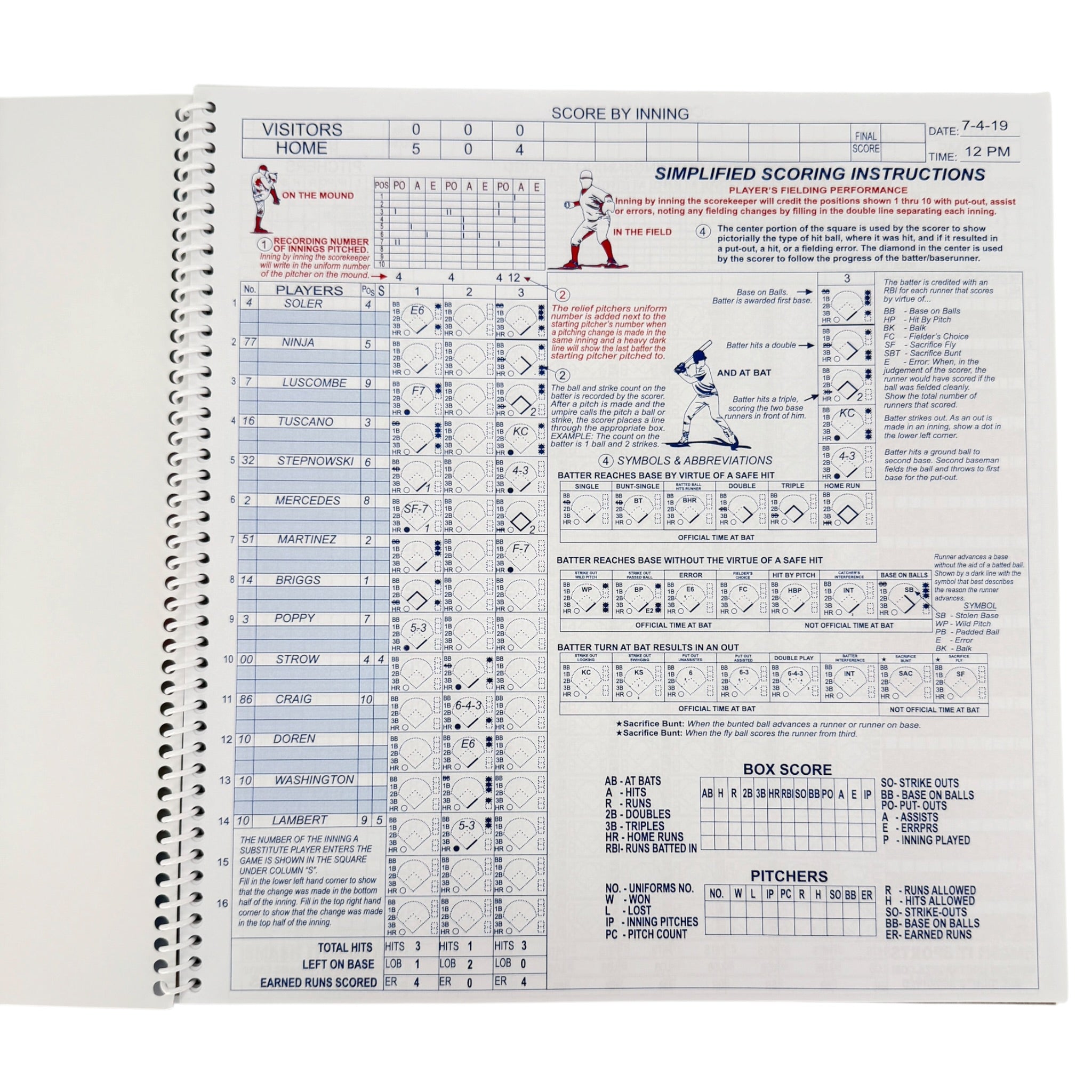 Smash It Sports Baseball/Softball Classic Big Book Score Book (16 Position)