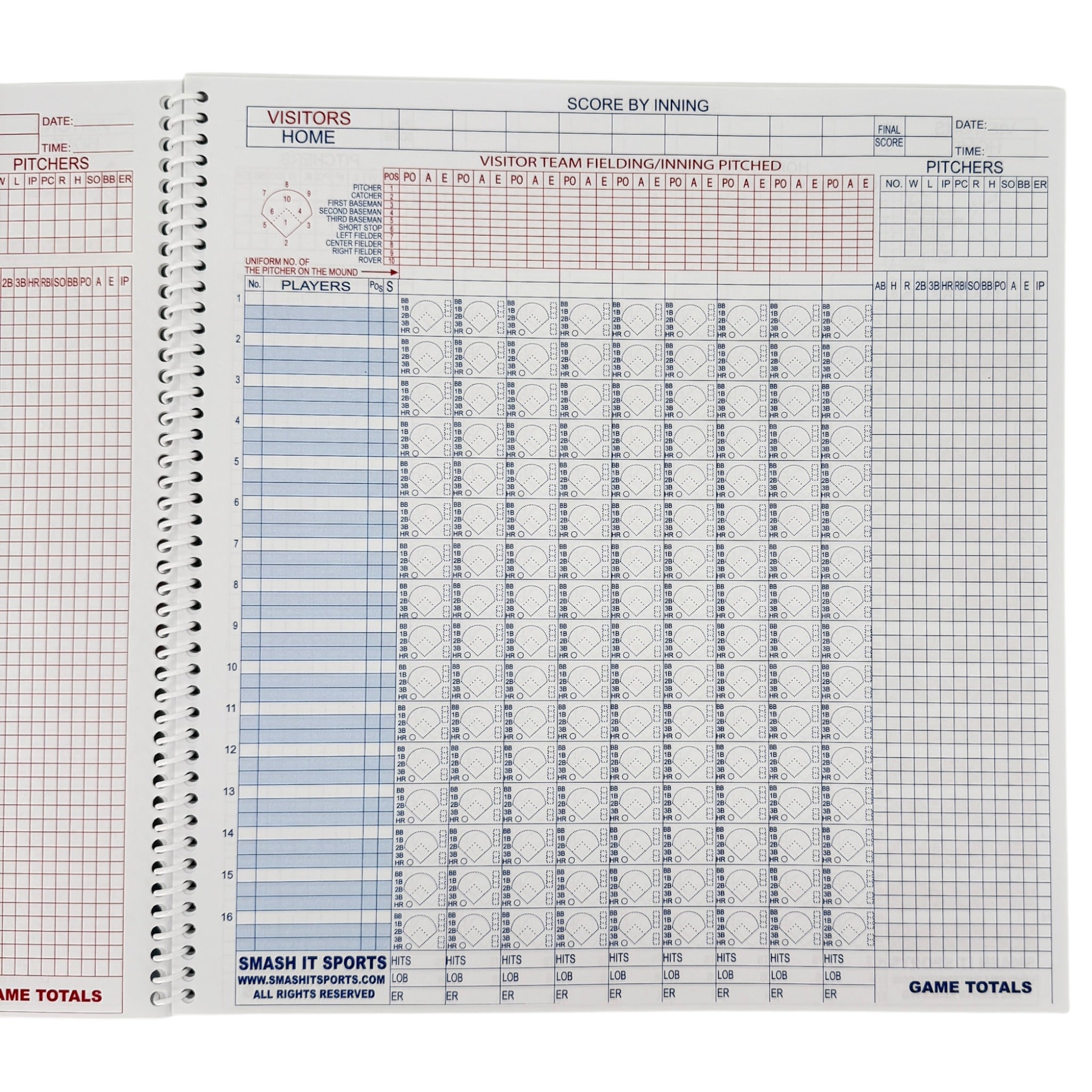 Smash It Sports Baseball/Softball Classic Big Book Score Book (16 Position)
