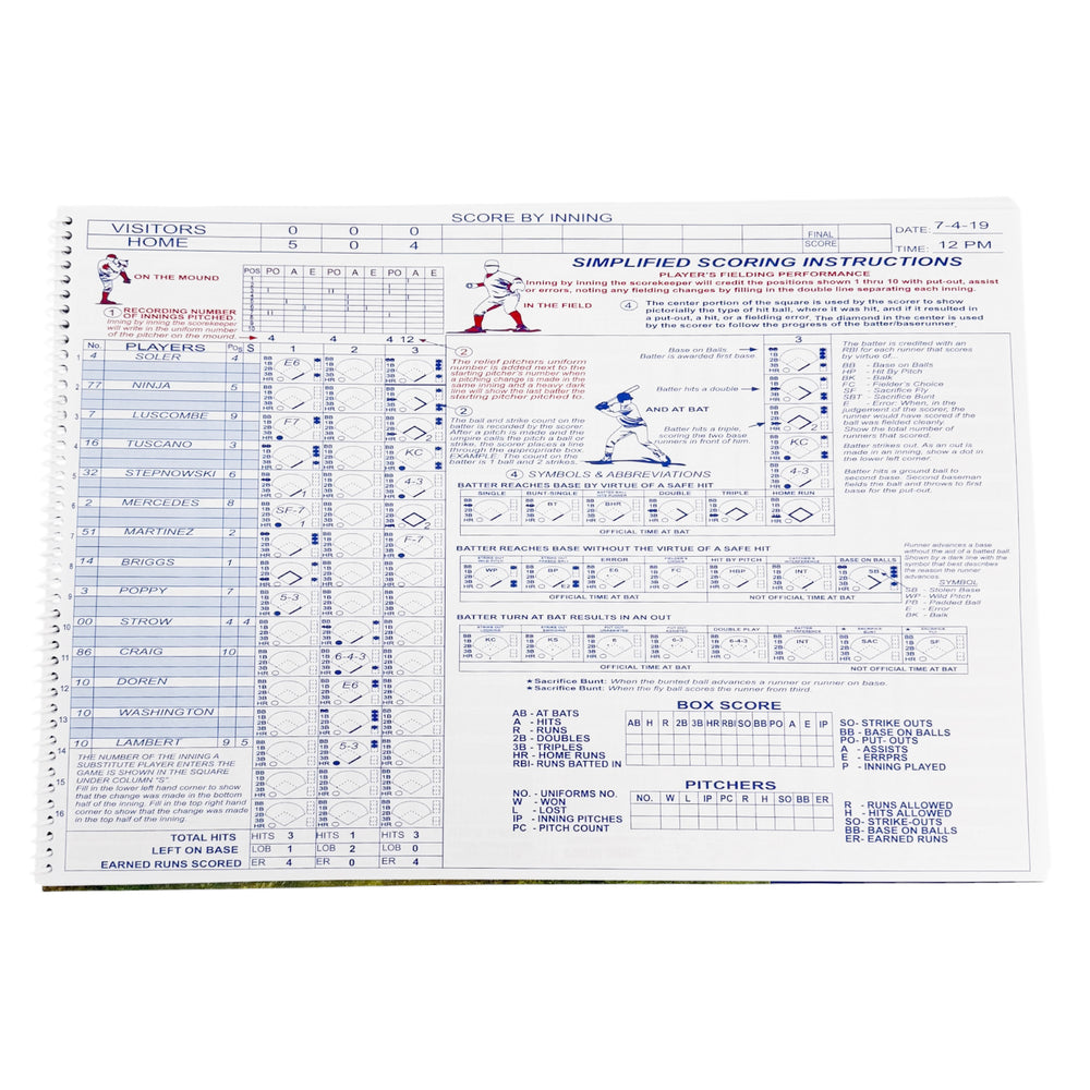 Smash It Sports Baseball/Softball Score Book (Side by Side 16 Position)