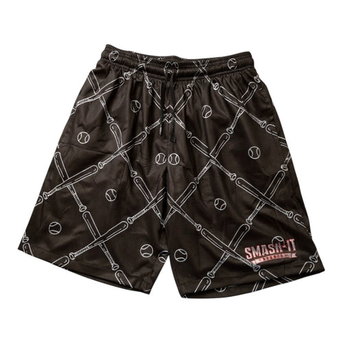 Smash It Sports Mesh Shorts - Bats and Balls (Black/White) – Product View | Smash It Sports | ash