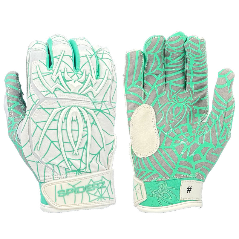 Spiderz HYBRID Batting Gloves - White/Mint