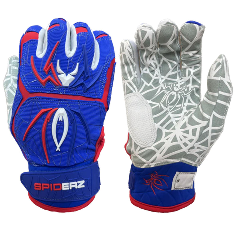 Spiderz HYBRID Batting Gloves - Royal Blue/Red/White - Smash It Sports