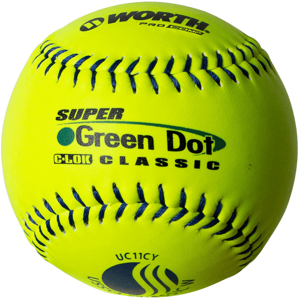 Worth Super Green Dot Class W Composite 44/400 USSSA 11" Slowpitch Softballs - UC11CY - Smash It Sports