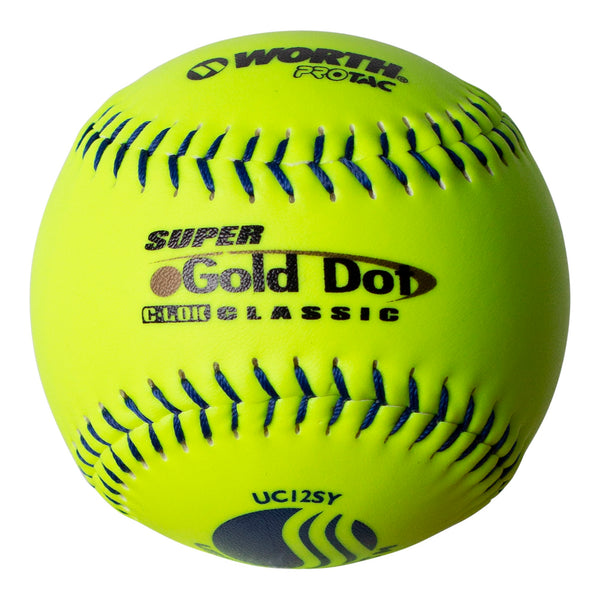 Worth Classic M Super Gold Dot USSSA 12" Slowpitch Softballs - UC12SY