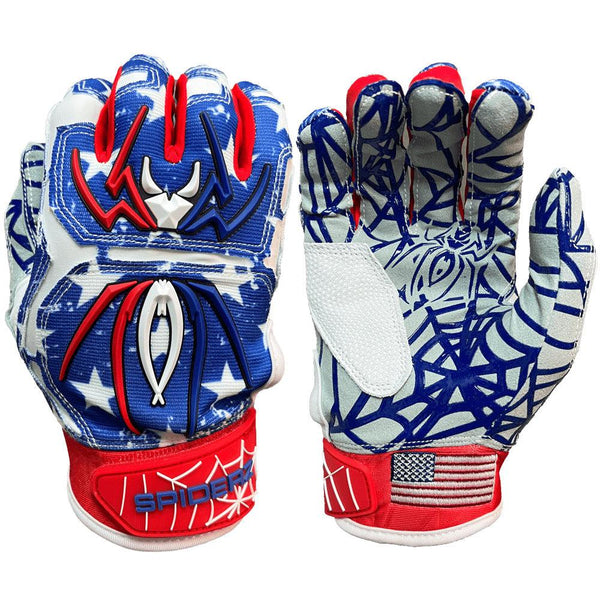 Spiderz HYBRID Batting Gloves - USA Flag - Smash It Sports