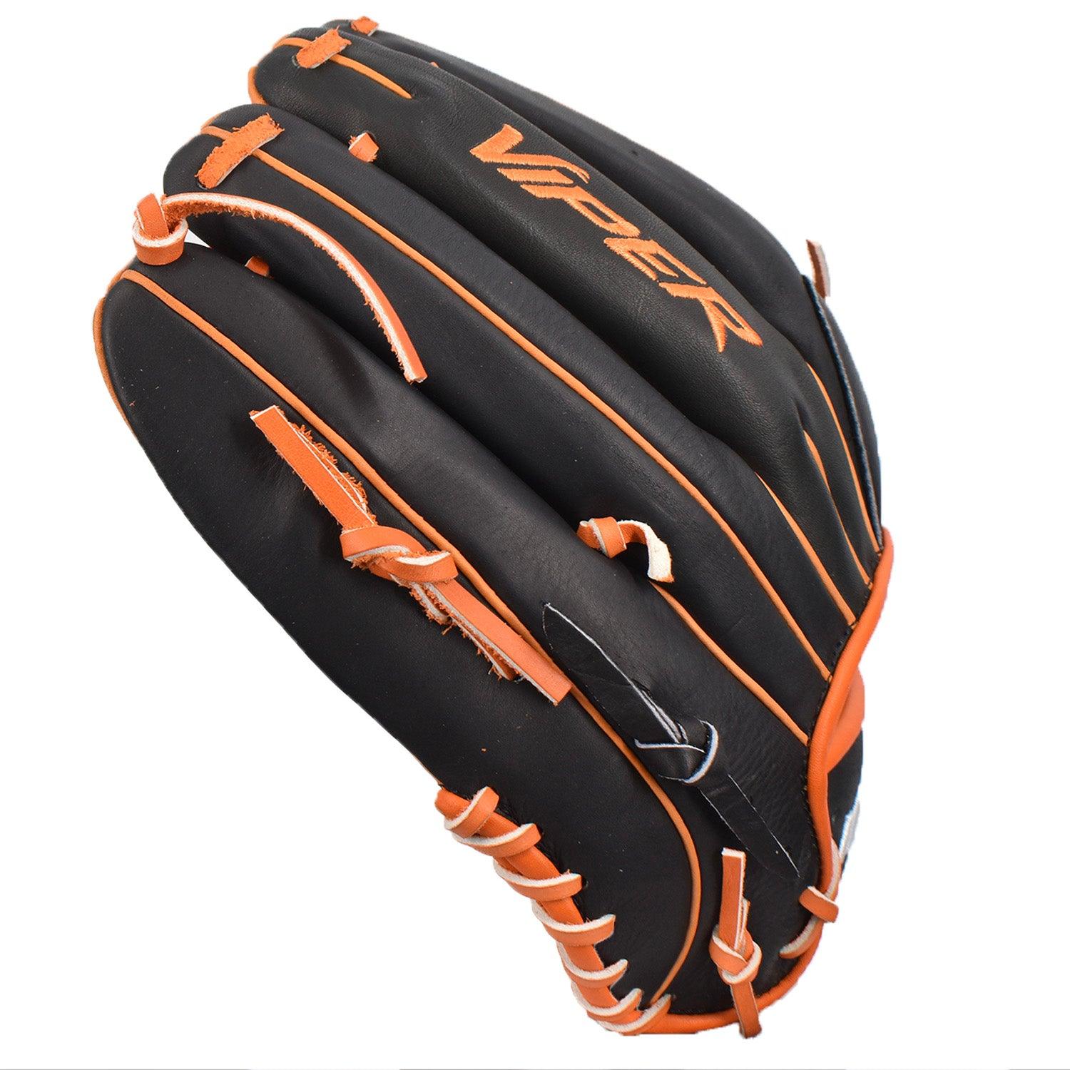 Viper Premium Leather Slowpitch Softball Fielding Glove Game Ready Edition - VIP-H-SL-BLK-OR-002 - Smash It Sports