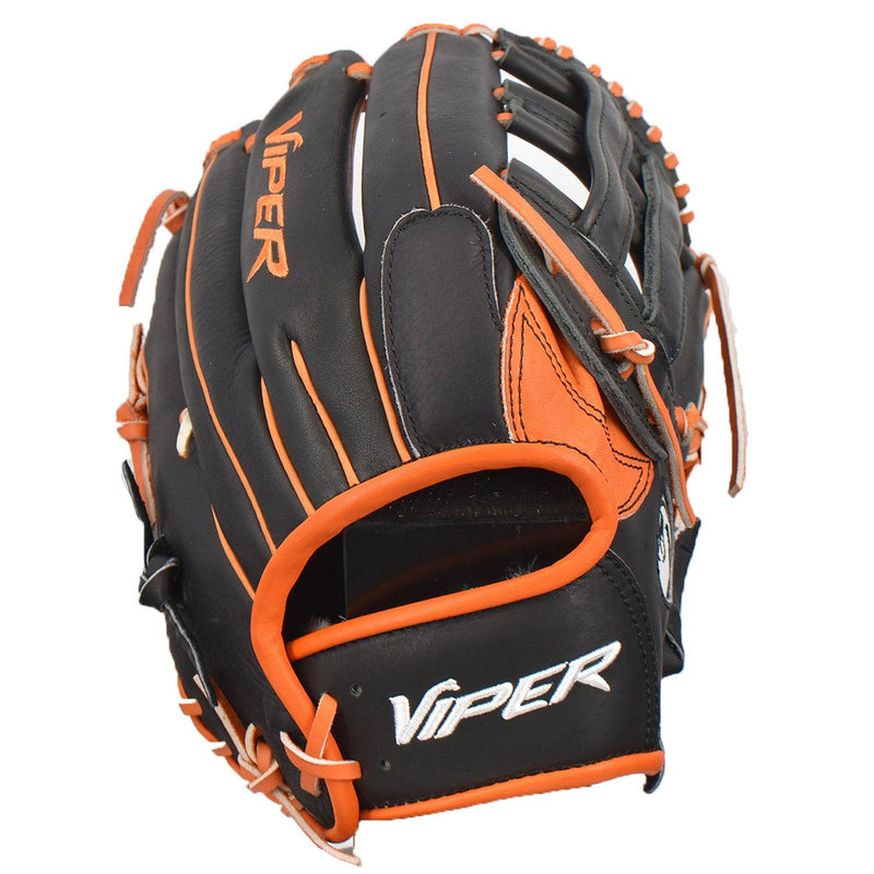 Viper Premium Leather Slowpitch Softball Fielding Glove  Game Ready Edition - VIP-H-SL-BLK-OR-002