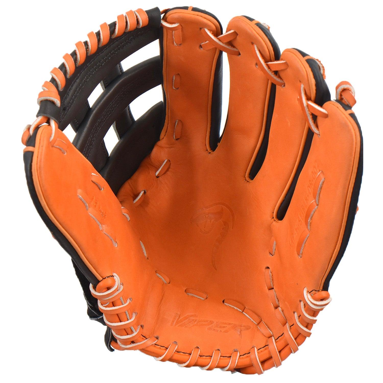 Viper Premium Leather Slowpitch Softball Fielding Glove Game Ready Edition - VIP-H-SL-BLK-OR-002 - Smash It Sports