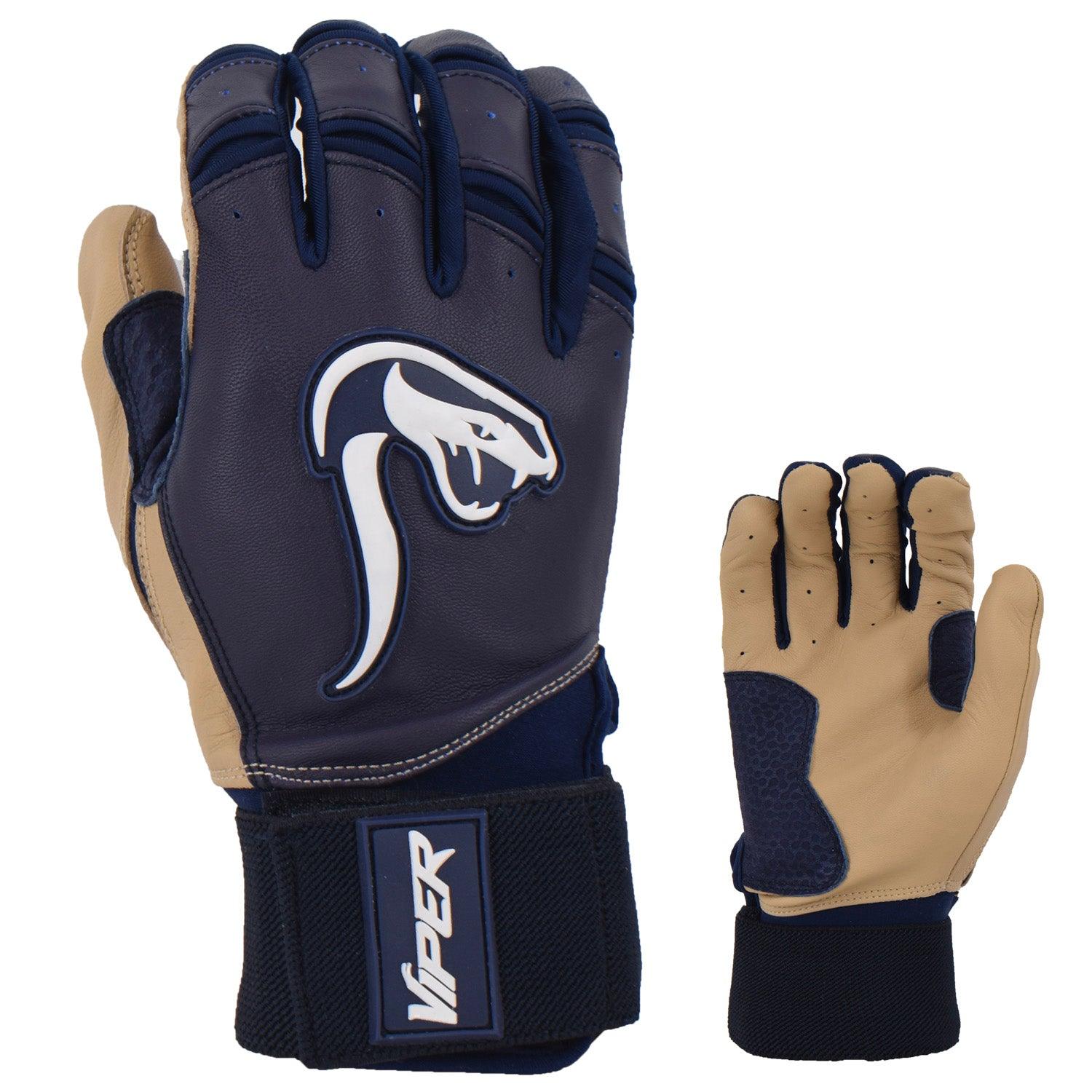 Viper Grindstone Long Cuff Batting Glove - Navy/Tan - Smash It Sports