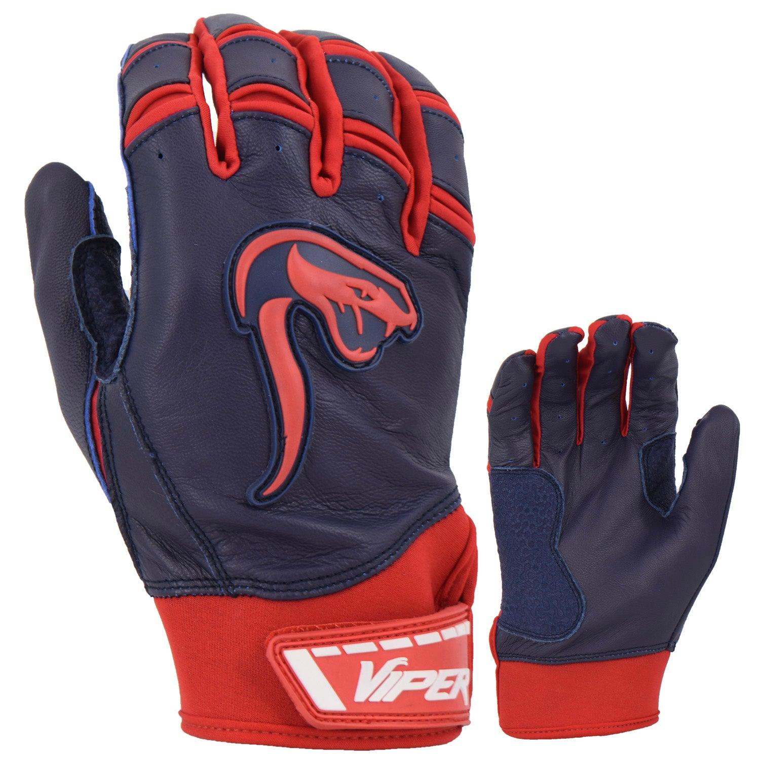 Viper Grindstone Short Cuff Batting Glove - Navy/Red - Smash It Sports