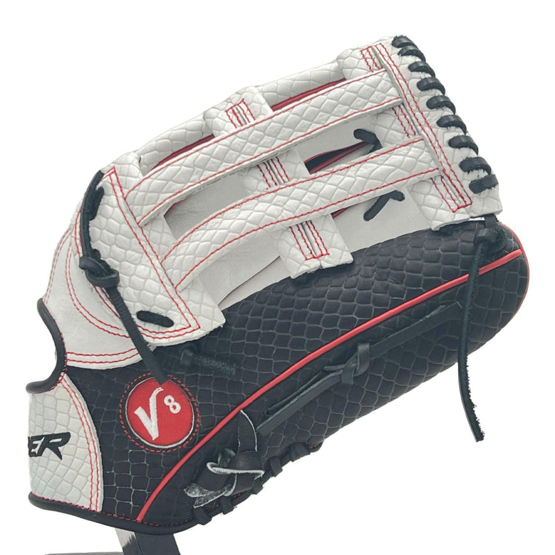 Viper Premium Leather Slowpitch Softball Fielding Glove – Black/White/Red - Smash It Sports