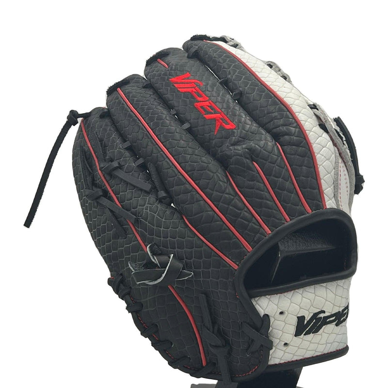 Viper Premium Leather Slowpitch Softball Fielding Glove – Black/White/Red - Smash It Sports