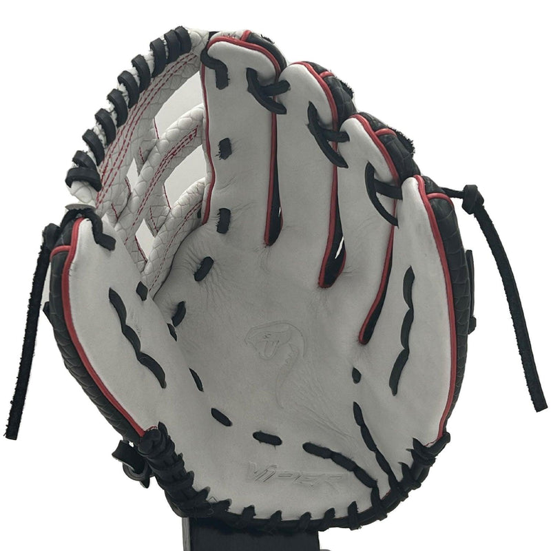 Viper Premium Leather Slowpitch Softball Fielding Glove – Black/White/Red - Smash It Sports