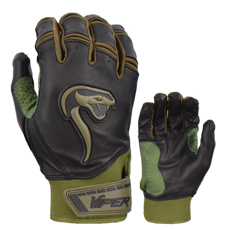 Viper Grindstone Short Cuff Batting Glove - Black/OD Green - Smash It Sports