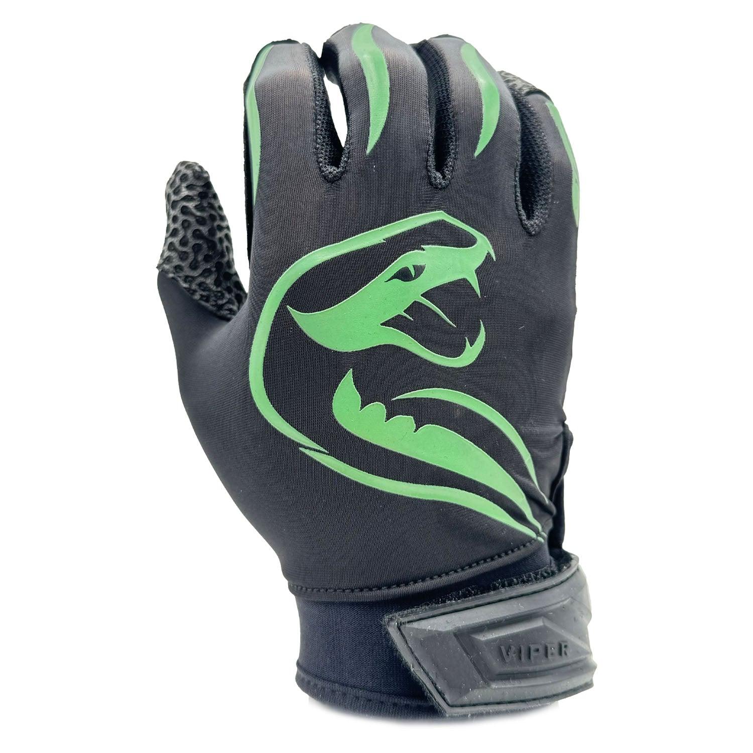 Viper Lite Premium Batting Gloves Leather Palm - Black/Dark Green - Smash It Sports