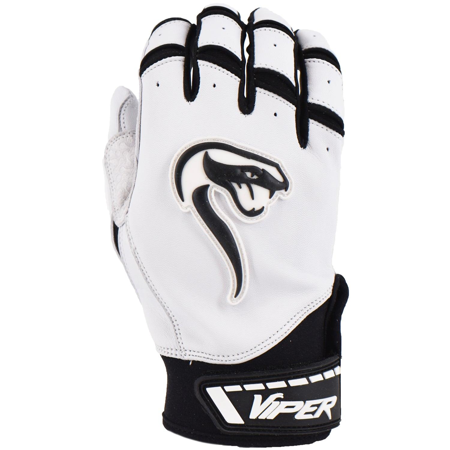 Viper Grindstone Short Cuff Batting Glove - White/Black - Smash It Sports