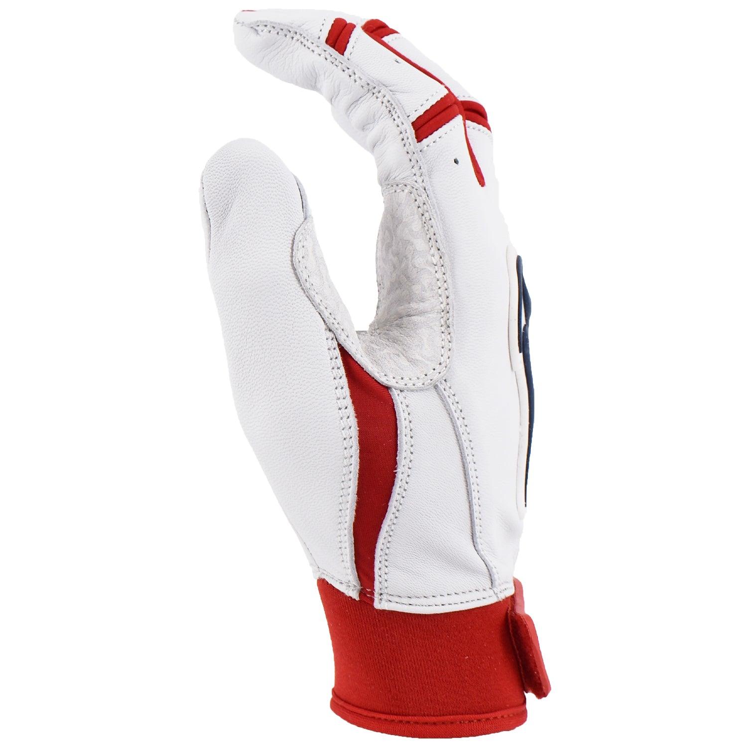 Viper Grindstone Short Cuff Batting Glove - White/Red/Navy - Smash It Sports