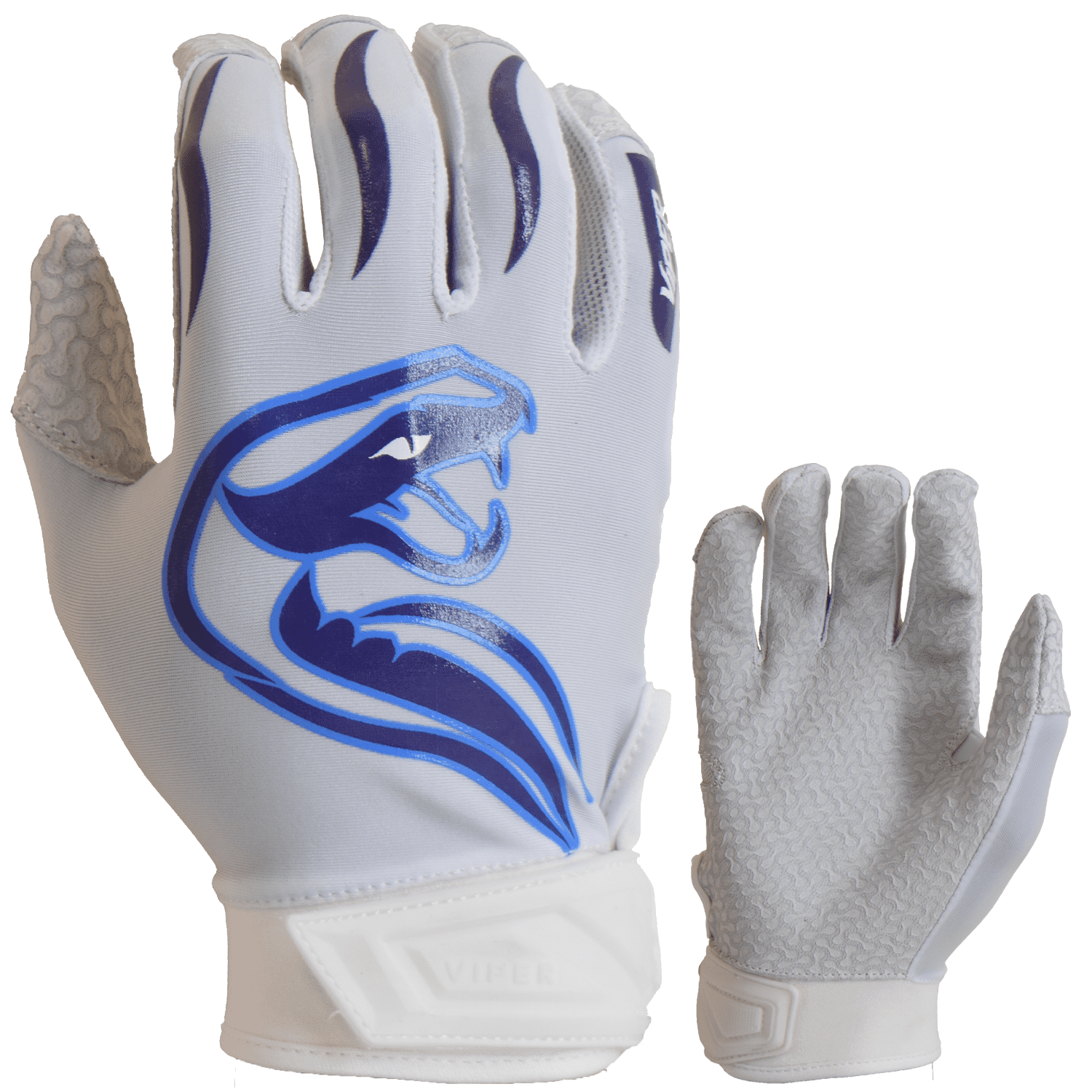 Viper Lite Premium Batting Gloves Leather Palm - Team Edition - White/Carolina/Purple - Smash It Sports