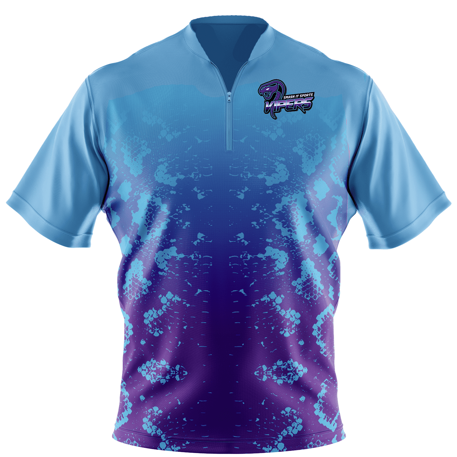 Vipers Short Sleeve Quarter Zip - Purple/Carolina Fade - Smash It Sports