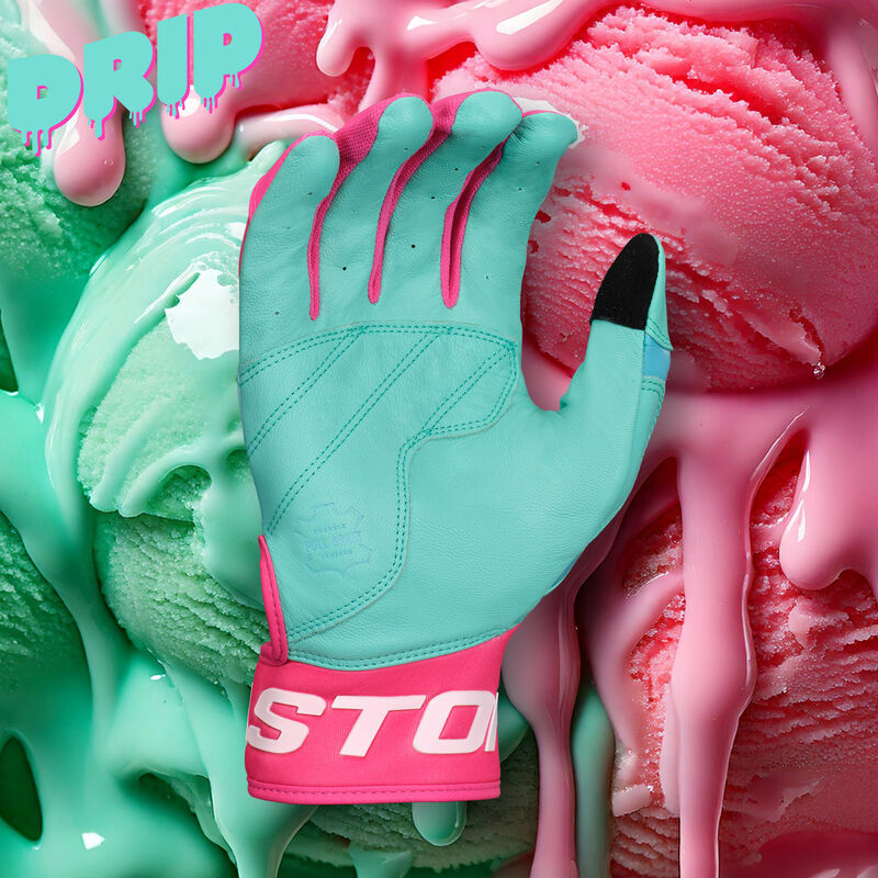 Easton Walk-Off Ethos Drip Baseball Batting Gloves - Mint/Pink