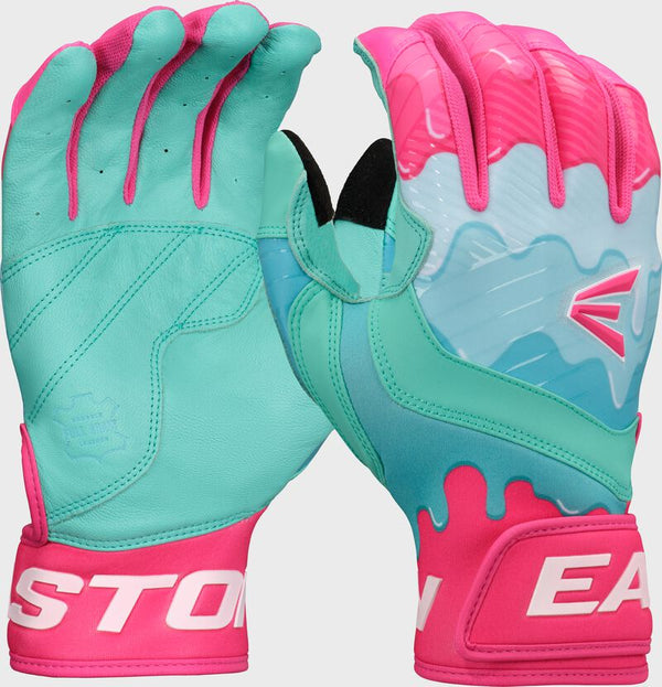 Easton Walk-Off Ethos Drip Baseball Batting Gloves - Mint/Pink