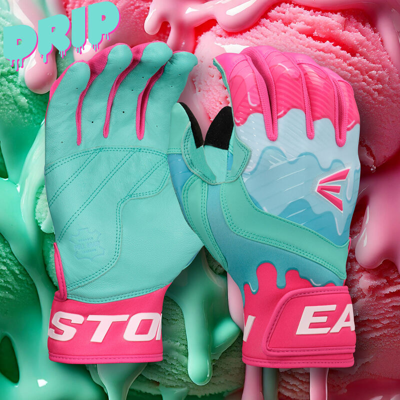 Easton Walk-Off Ethos Drip Baseball Batting Gloves - Mint/Pink