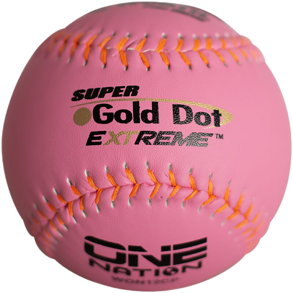 Worth Pink Super Gold Dot Extreme Composite 44/325 GSL 12" Slowpitch Softballs - WON12CP - Smash It Sports