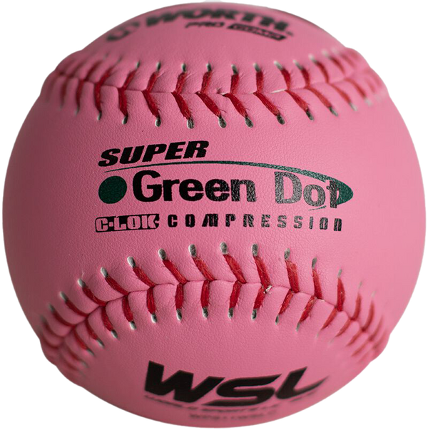 Worth Pink Super Green Dot Composite 47/400 WSL 11" Slowpitch Softballs - WPS11WSLC