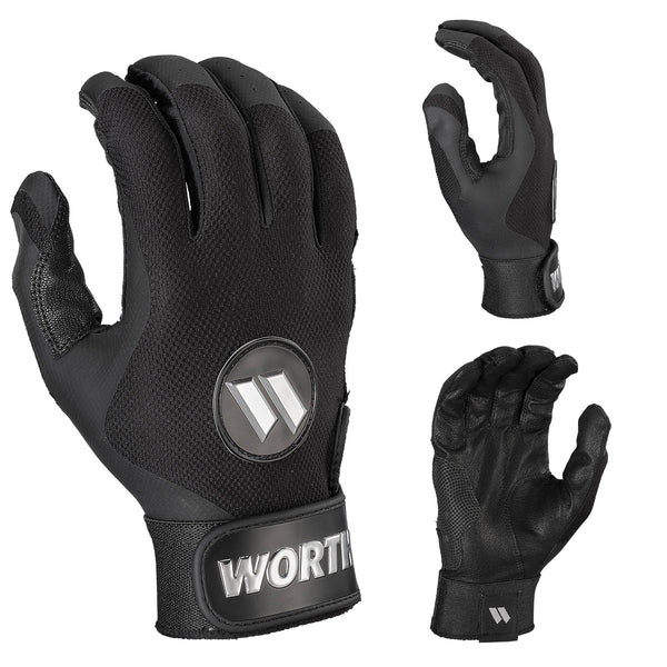 Worth Pro Series Slowpitch Batting Gloves - Black - Smash It Sports