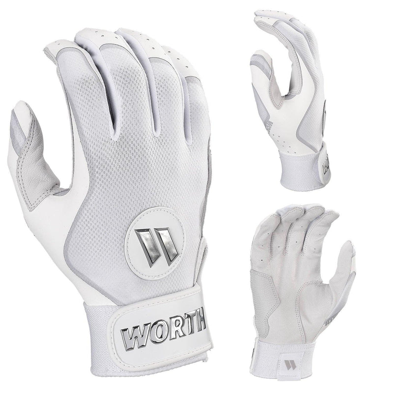 Worth Pro Series Slowpitch Batting Gloves - White