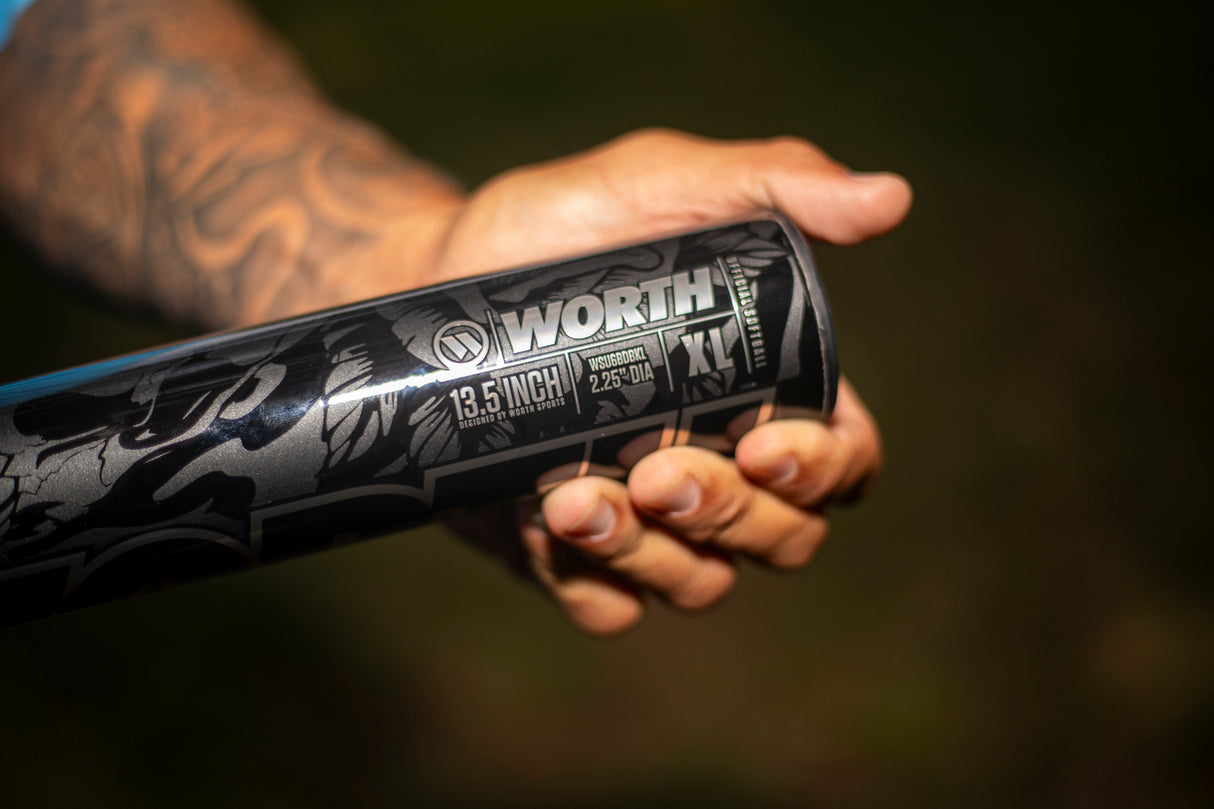 2026 Worth Bedlam Black XL 2-Piece USSSA Slowpitch Softball Bat - WSU6BDBKL