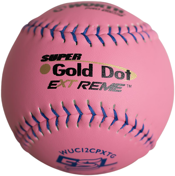 Worth Pink Super Gold Dot Extreme Composite 40/325 GSL 12" Slowpitch Softballs - WUC12CPXTG