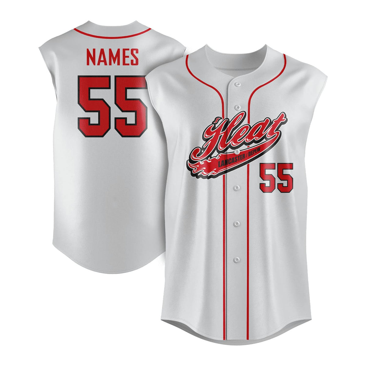 Lancaster Heat Sleeveless Full Button Mesh Game Jersey