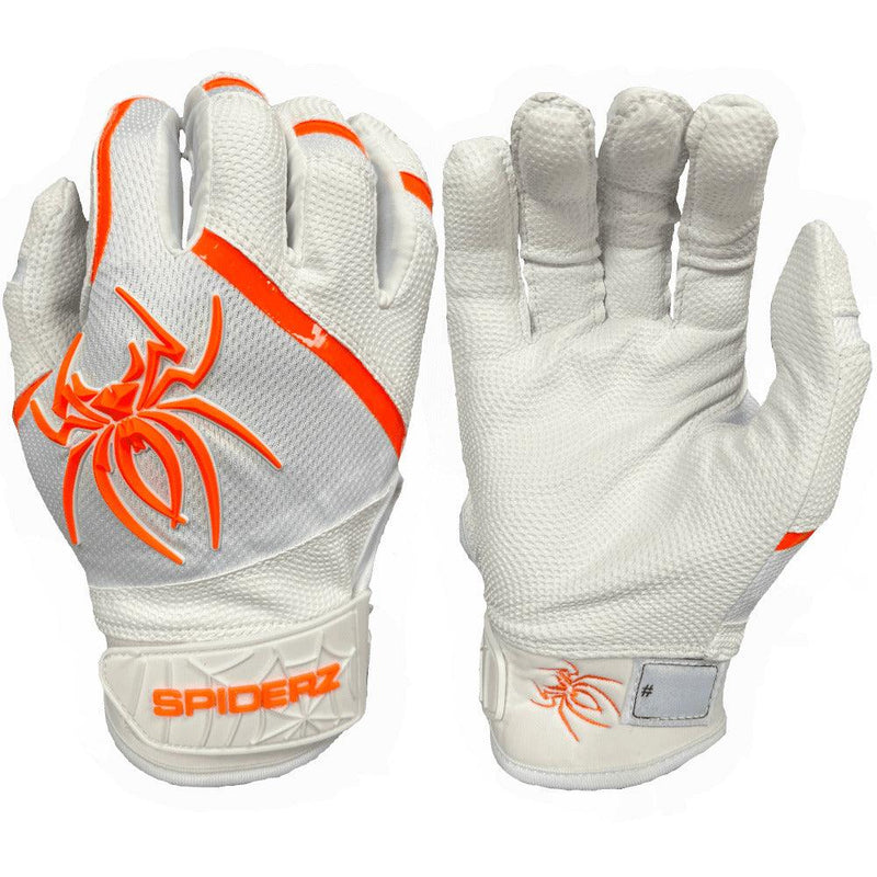 Spiderz PRO Batting Gloves White Orange available with Fast and Free shipping