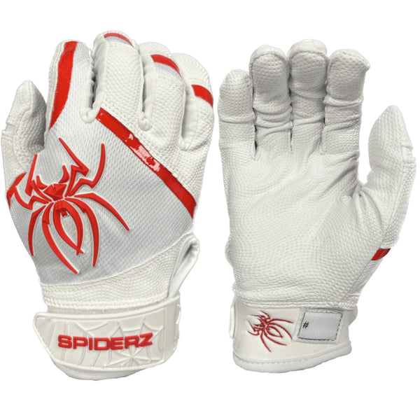 Spiderz PRO Batting Gloves - White/Red - Smash It Sports