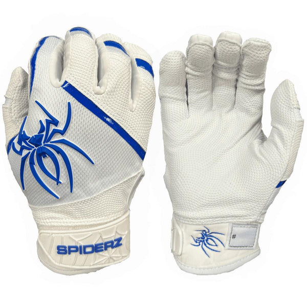 Spiderz PRO Batting Gloves - White/Royal Blue - Smash It Sports