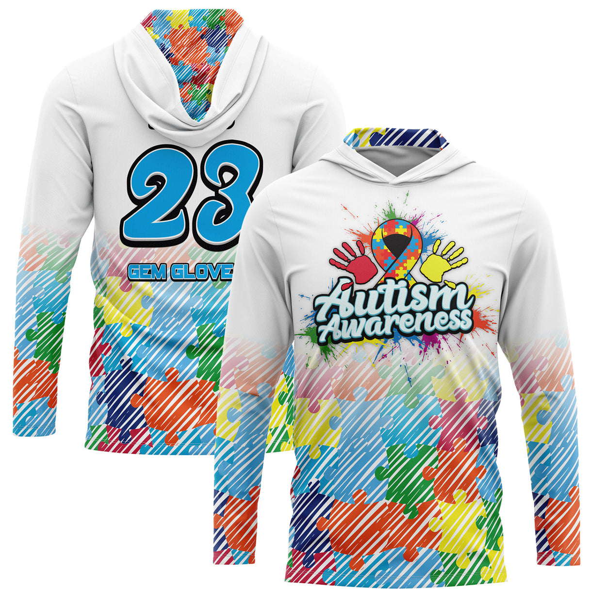 2026 Gem Gloves Autism Awareness Hooded Long Sleeve (Customized Buy-In)