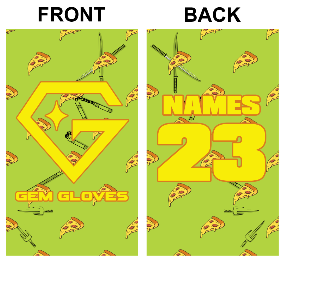 Gem Gloves Pizza Party Bag Tag