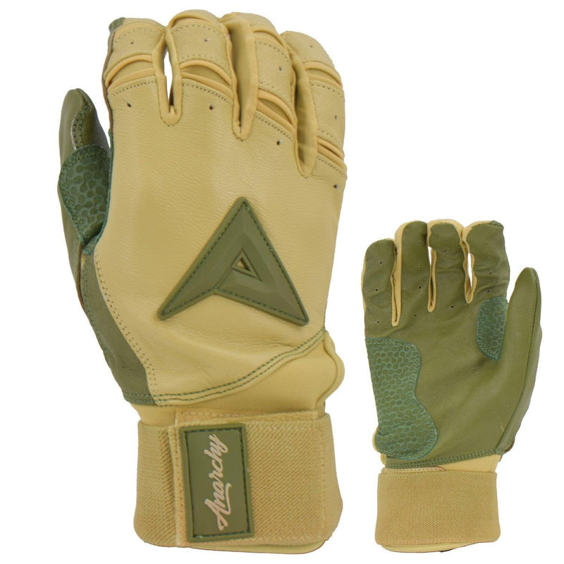 Anarchy Grindstone Long Cuff Batting Glove - Tan/OD Green - Smash It Sports