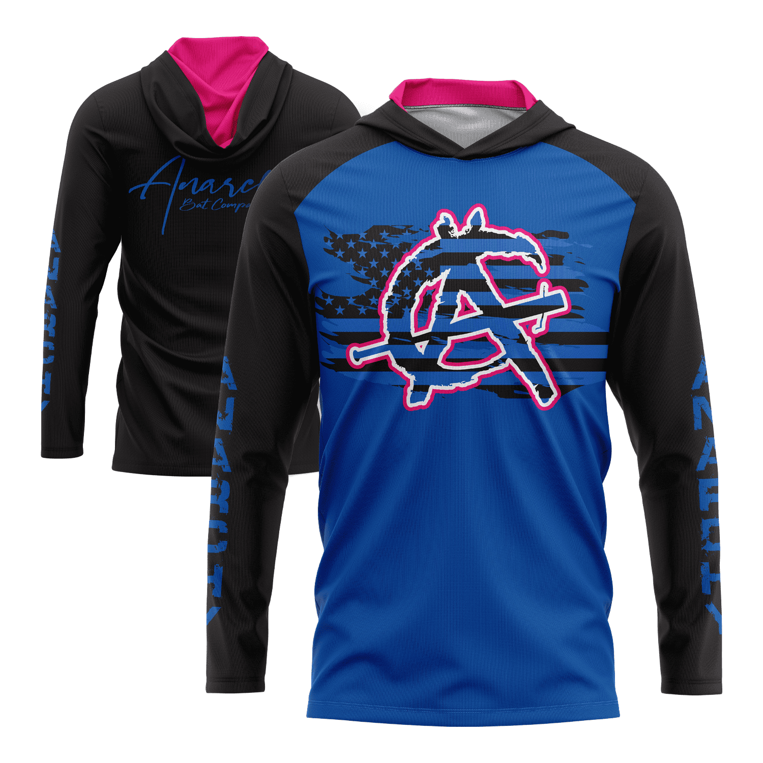 Anarchy Hooded Long Sleeve Tee - Black/Pink/Blue – Smash It