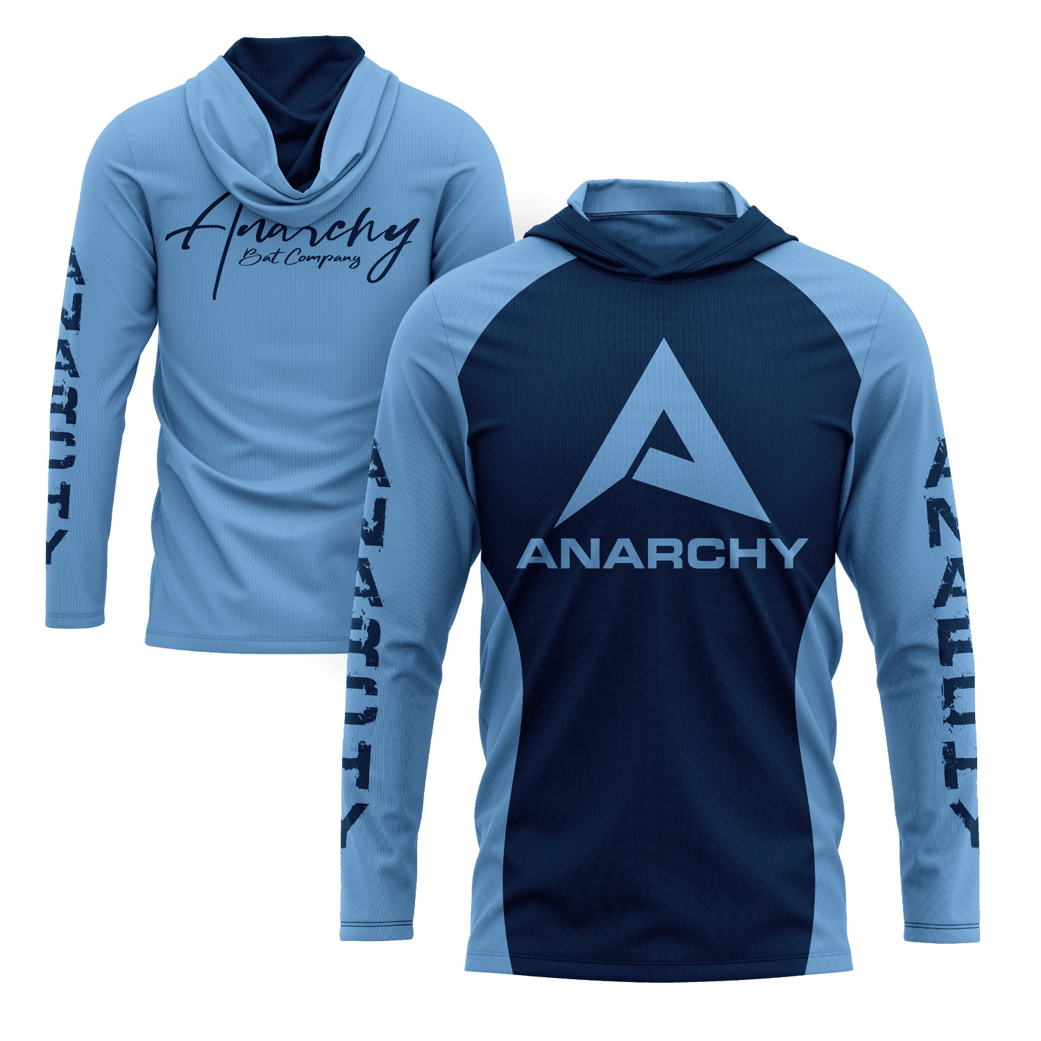 Anarchy Hooded Long Sleeve Tee - Carolina/Navy - Smash It Sports