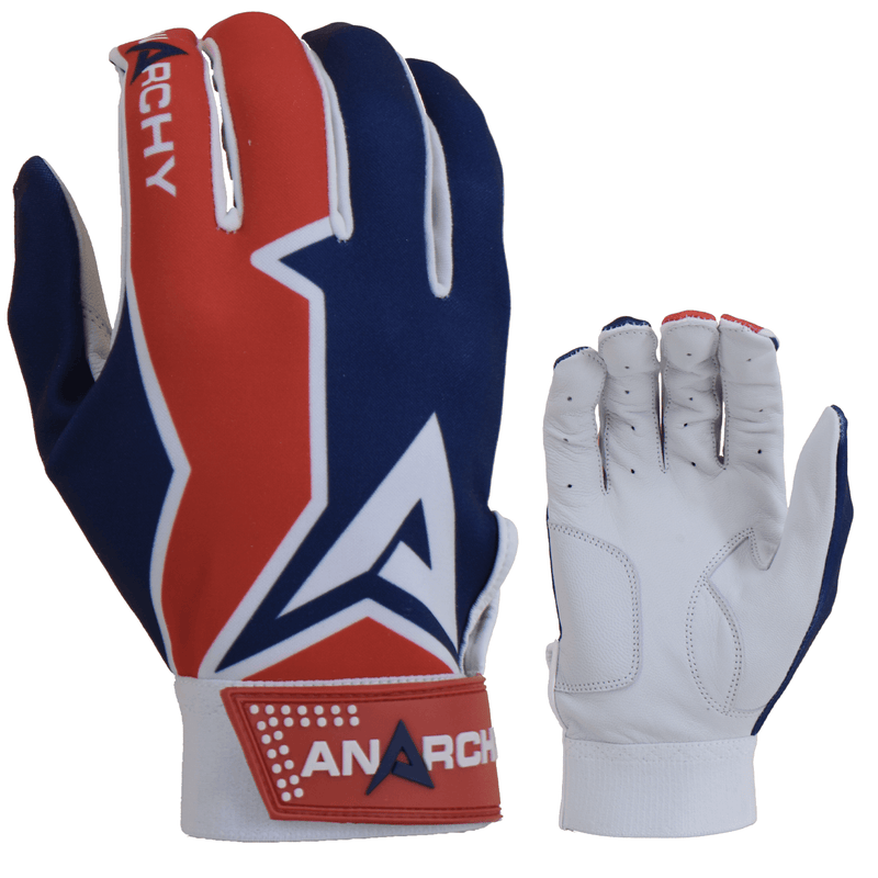 Anarchy Premium Batting Gloves- Red/White/Blue - Smash It Sports