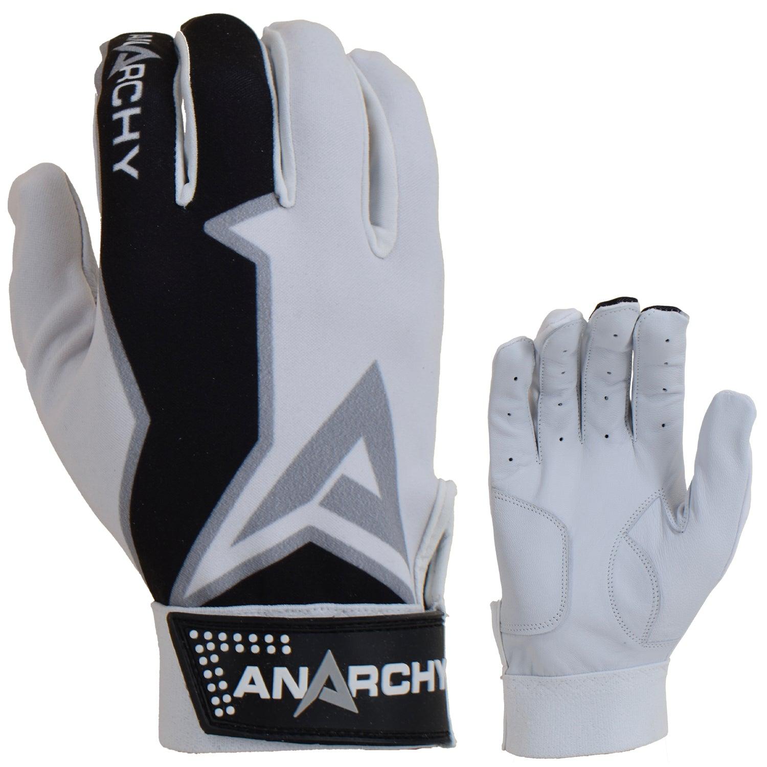 Anarchy Premium Batting Gloves- White/Black - Smash It Sports