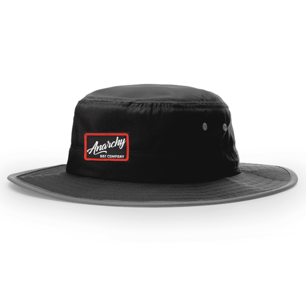 Anarchy Bucket Hat Black with Black/Red Script Patch - Smash It Sports